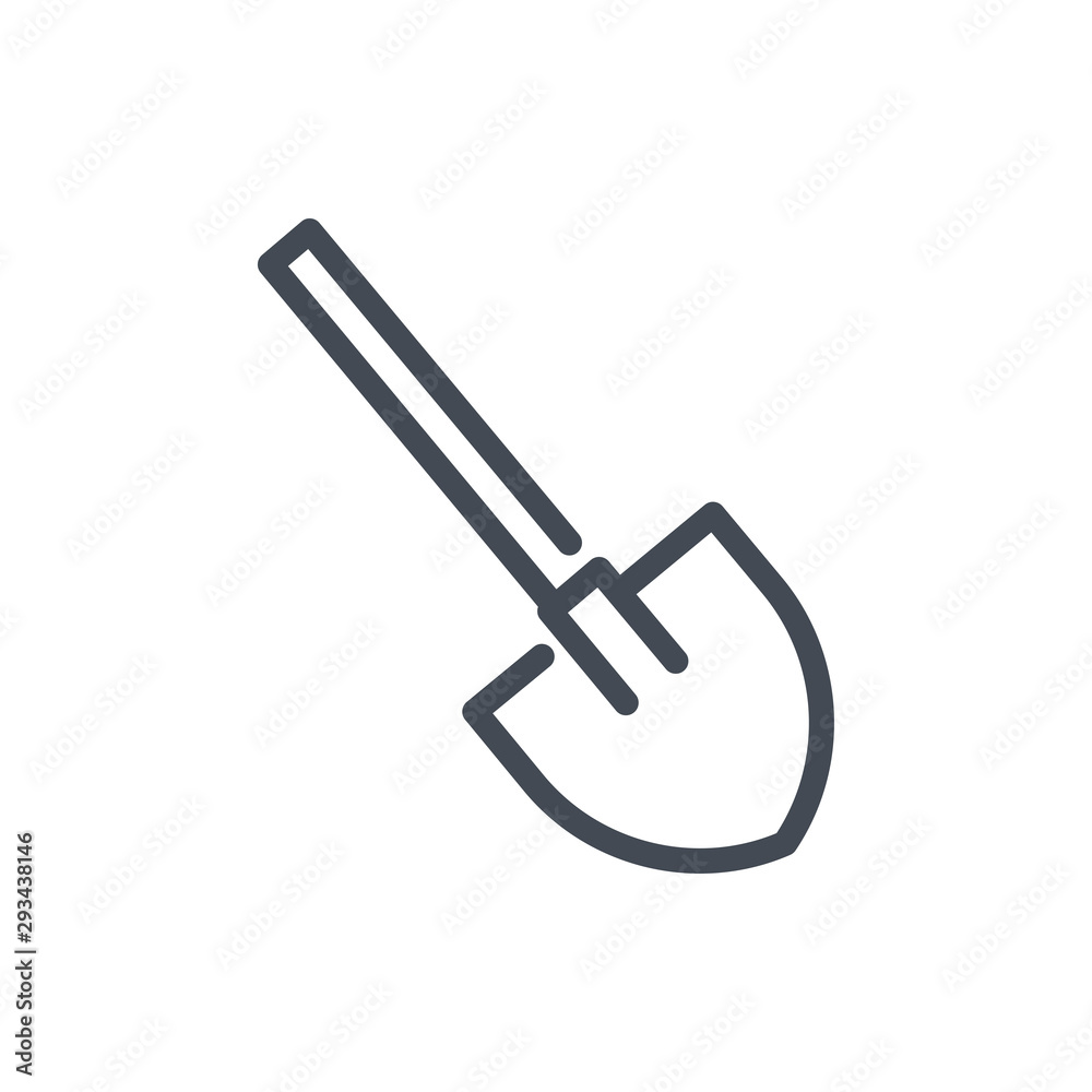Shovel line icon. Travel spade vector outline sign. Shovel line icon. Travel spade vector outline sign.