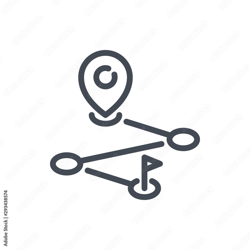 Route location line icon. Track direction vector outline sign. Route location line icon. Track direction vector outline sign.