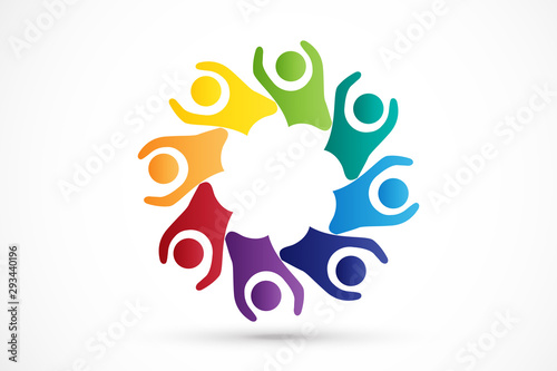 Logo teamwork unity business happy people logotype icon vector web image