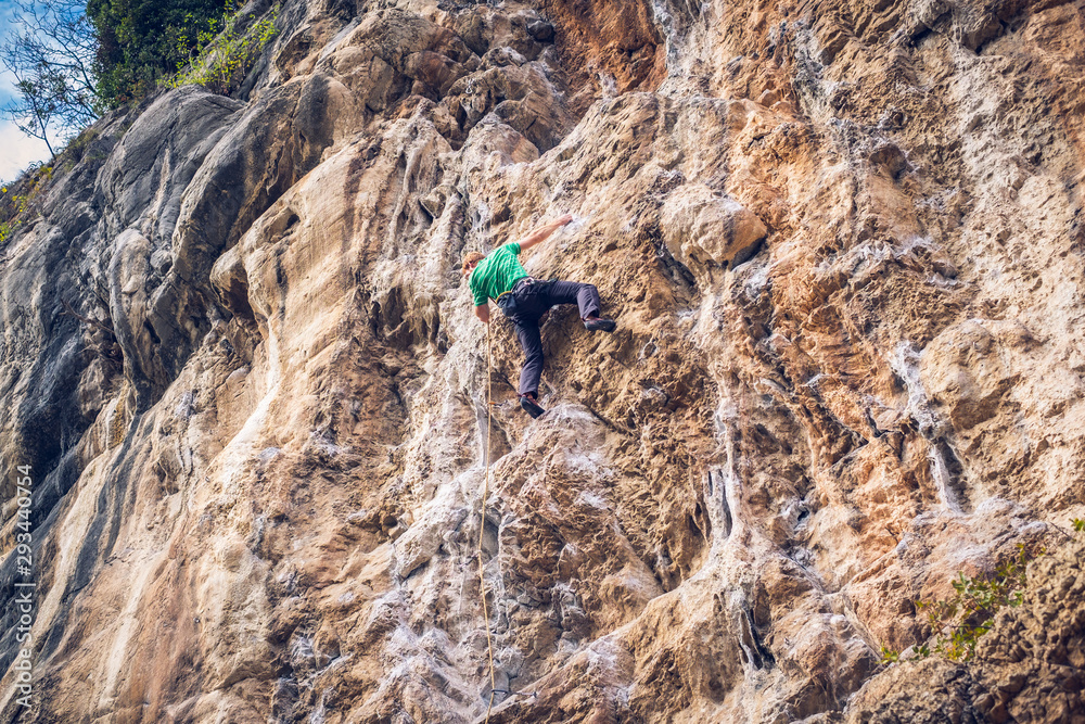 Climber in Massone, Arco, Italy. Limestone.