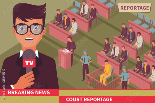 Crime News Isometric Background
