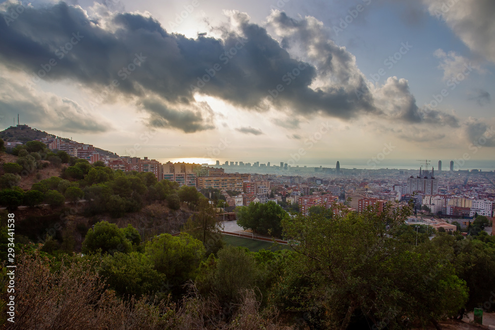 View on Barcelona  from hill  near Gaudí House Museum)
