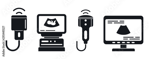 Ultrasound baby icons set. Simple set of ultrasound baby vector icons for web design on white background
