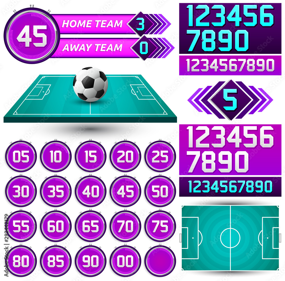 Football Scoreboard Timer, Soccer game Streaming Media set