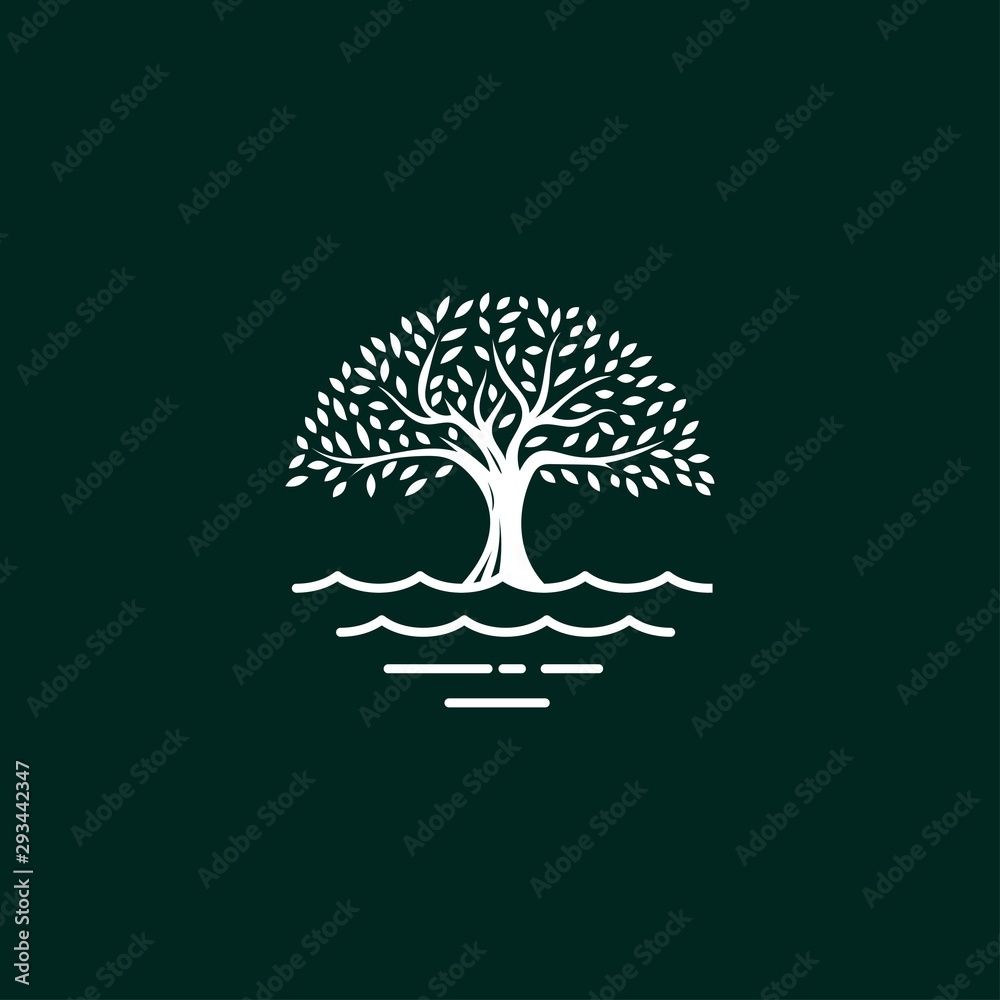 Fototapeta Tree logo design vector template.tree and water symbol