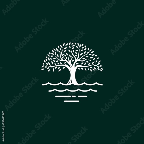 Tree logo design vector template.tree and water symbol