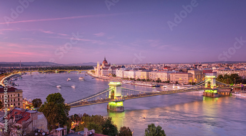Photography View on the famous Chain Bridge, Budapest