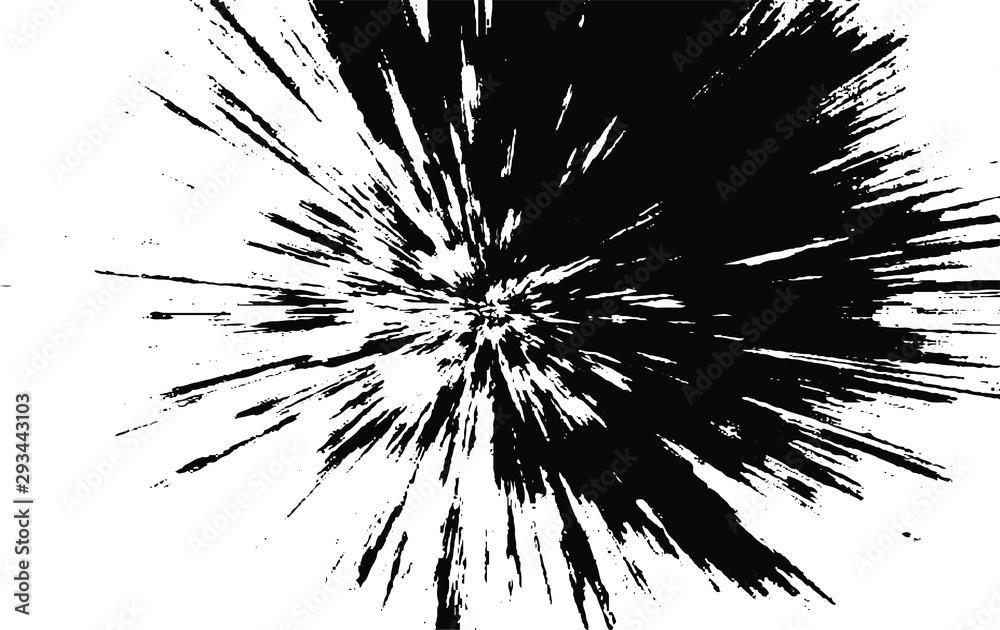 Monochrome texture composed of irregular graphic elements. Distressed uneven grunge background. Abstract vector illustration. Overlay for interesting effect and depth. Isolated on white background.