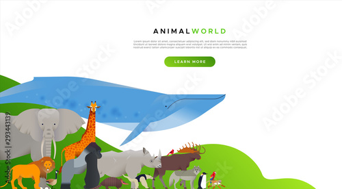 Wild animal landing page template background