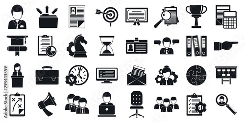 Modern managing skills icons set. Simple set of modern managing skills vector icons for web design on white background
