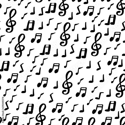 hand drawn seamless pattern with musical signs