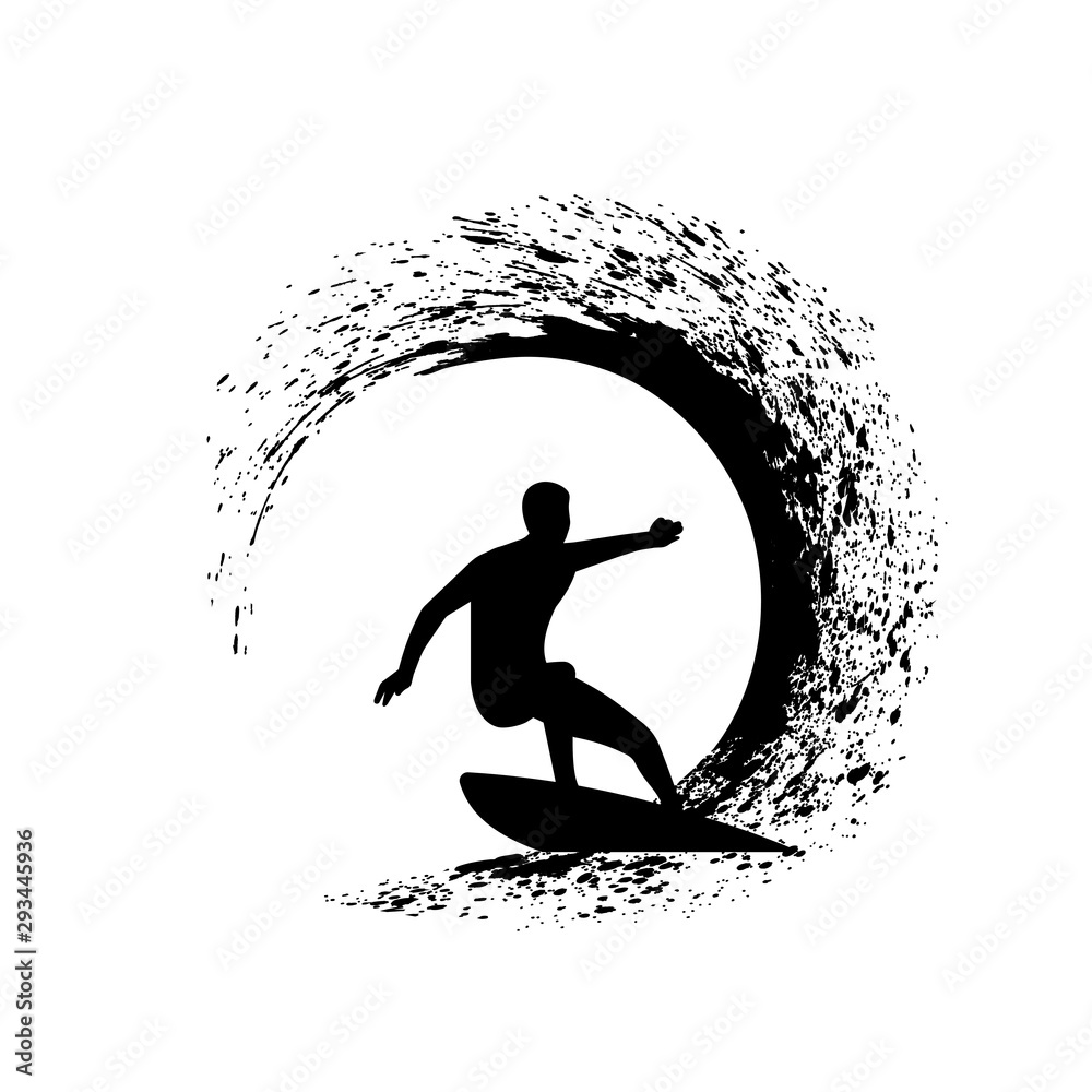 surfer on the wave vector illustration
