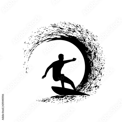 surfer on the wave vector illustration