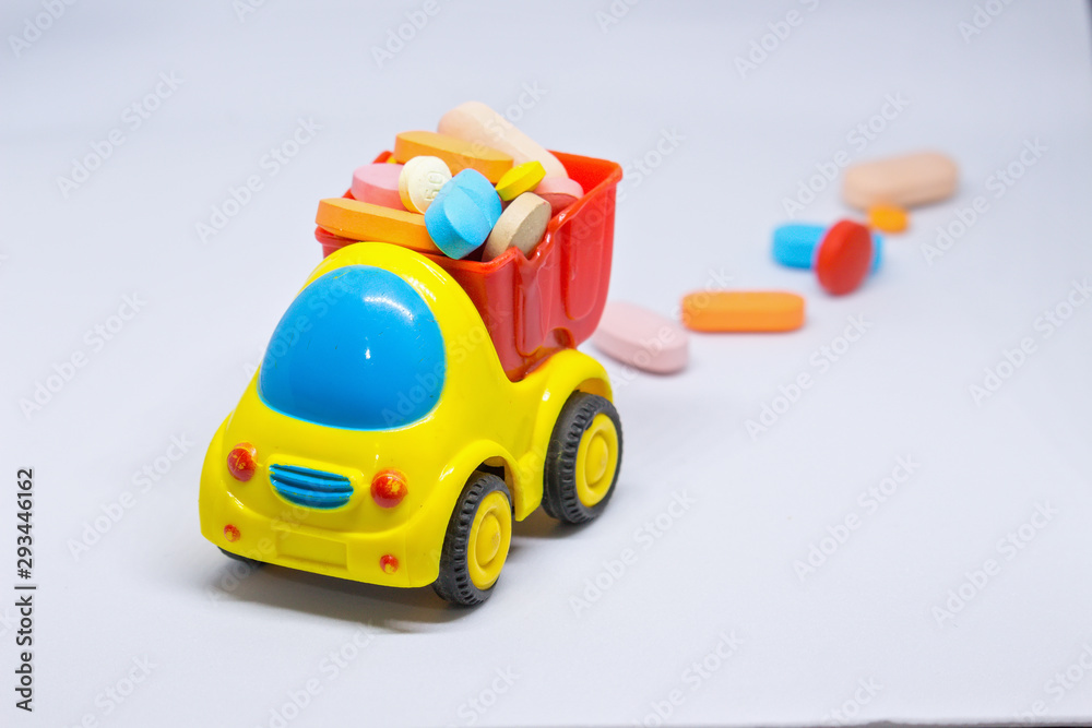 toy truck loaded with medication and pills toy truck loaded with medication and pills