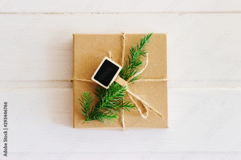 Christmas composition with a gift box. Christmas composition with a gift box.
