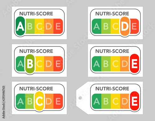 Nutri-Score Lebensmittelampel, Vektor Grafik isoliert auf grauem Hintergrund