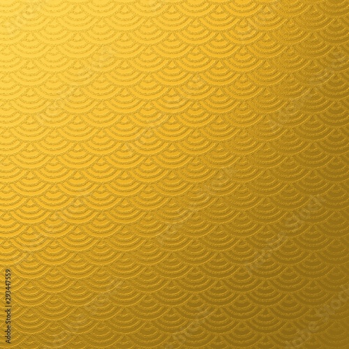 rich golden yellow decorated textured geometric pattern with overlapping semi circles, classic luxury pattern and background for fabric, decoration, wrapping and packaging. festive background