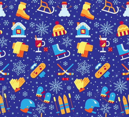 Winter New year holiday seamless pattern vector