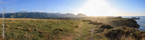 landscape panorama of mountain and sea