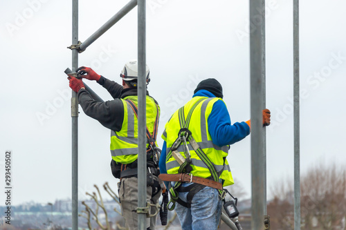 Professional Scaffolders working on scaffolding in the UK