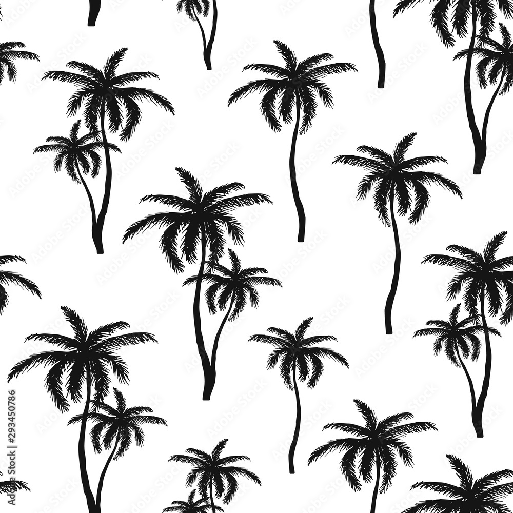 Seamless pattern with hand drawn palm Seamless pattern with hand drawn palm