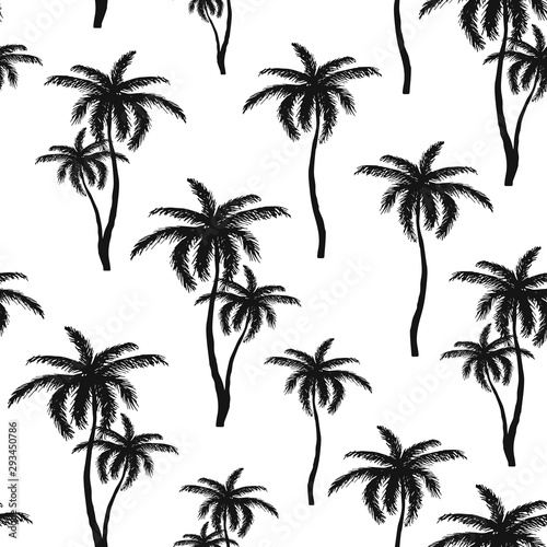 Seamless pattern with hand drawn palm