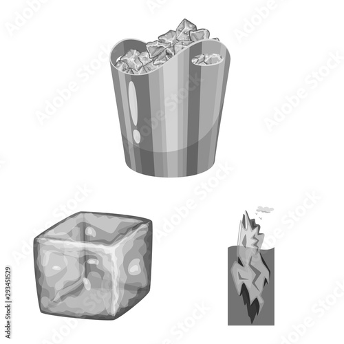 Vector design of square and purity logo. Set of square and frozen vector icon for stock.