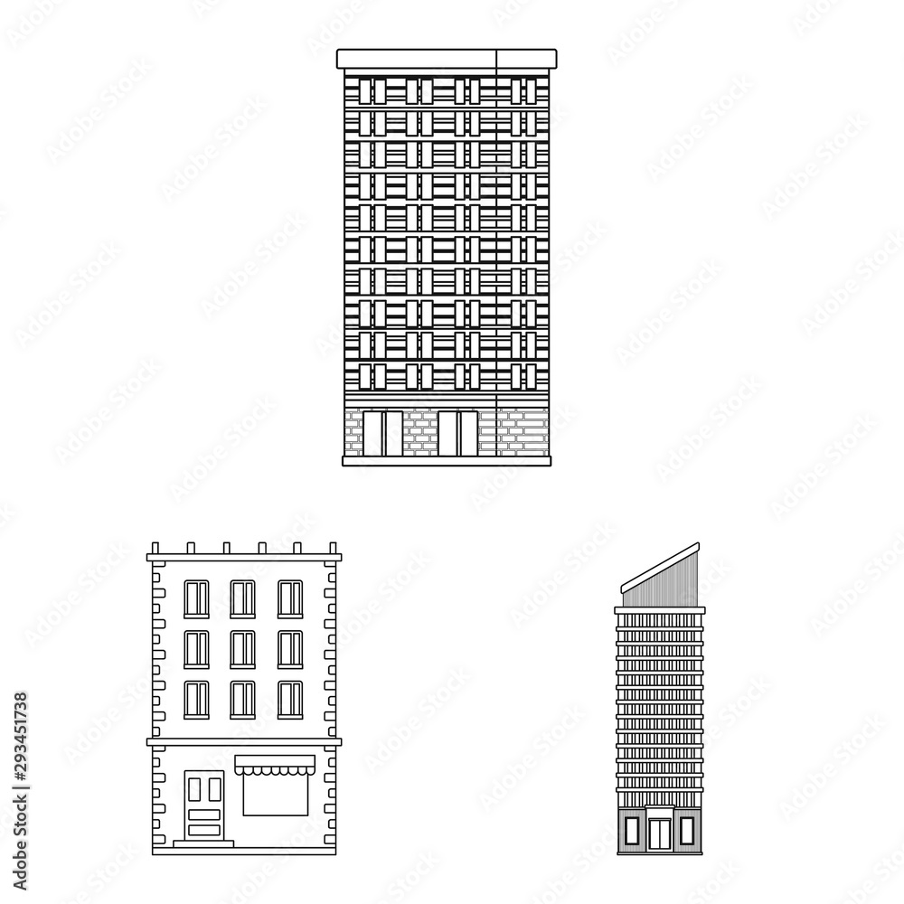 Isolated object of architecture and exterior logo. Collection of architecture and city vector icon for stock.