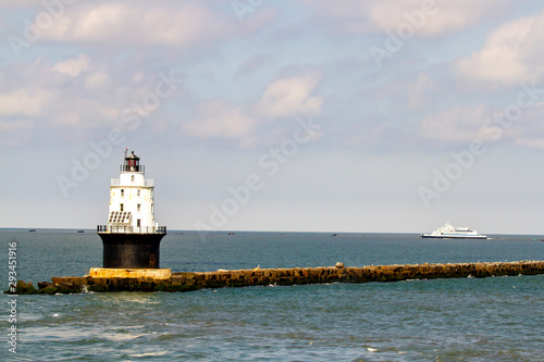 Cape May Lewes ferry at Harbor of Refuge Lighthouse photo