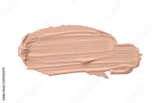 Liquid Foundation Smudge On White Background. Close Up Of Cosmetic Makeup Cream Sample Isolated On White.