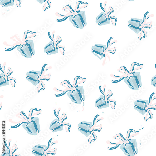 gift boxes seamless pattern isolated on white