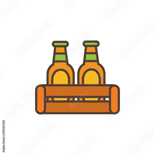two beer bottles oktoberfest icon line filled