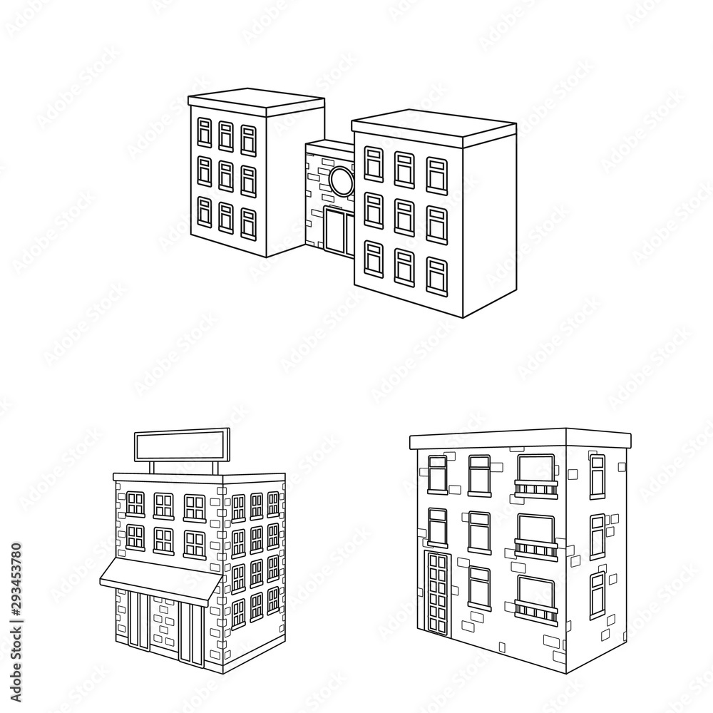 Isolated object of home and apartment symbol. Collection of home and modern stock vector illustration.