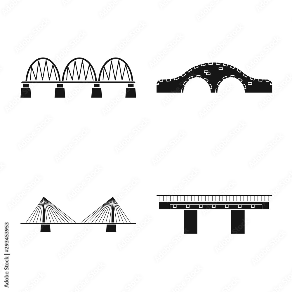 Isolated object of construct and side symbol. Set of construct and bridge stock symbol for web.
