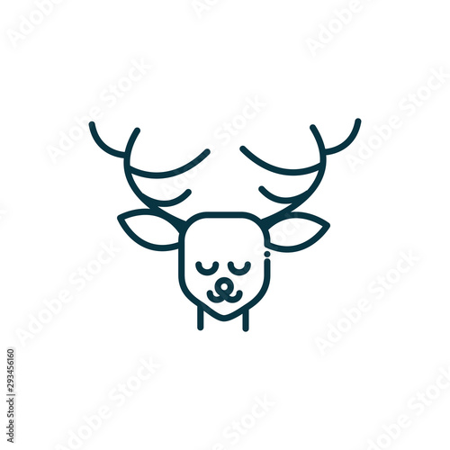 reindeer happy christmas line icon