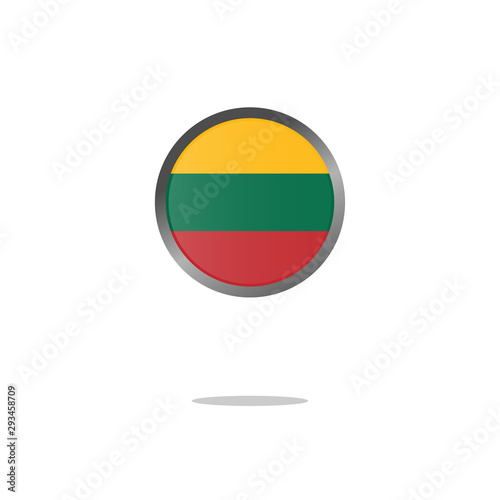 Flag of Lithuania as round glossy icon. Button with Lithuanian flag