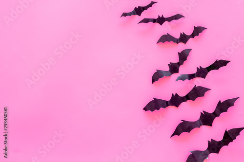 Halloween design. Bats on pink background top view copy space © 9dreamstudio