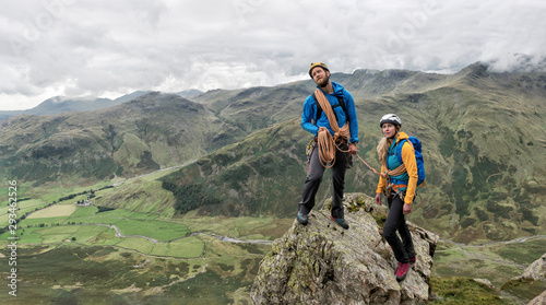 UK, Lake District, Great Langdale, scrambling at Pike of Stickle photo