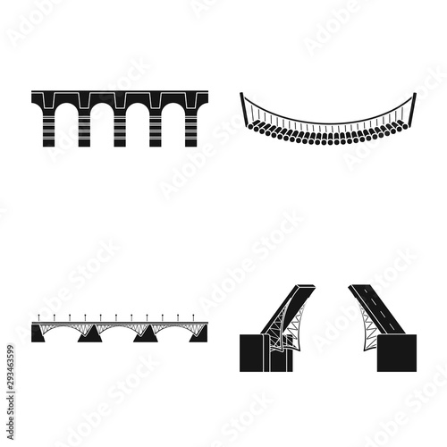 Isolated object of construct and side symbol. Collection of construct and bridge stock vector illustration.
