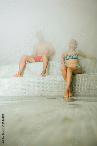 Couple relaxing in a hammam