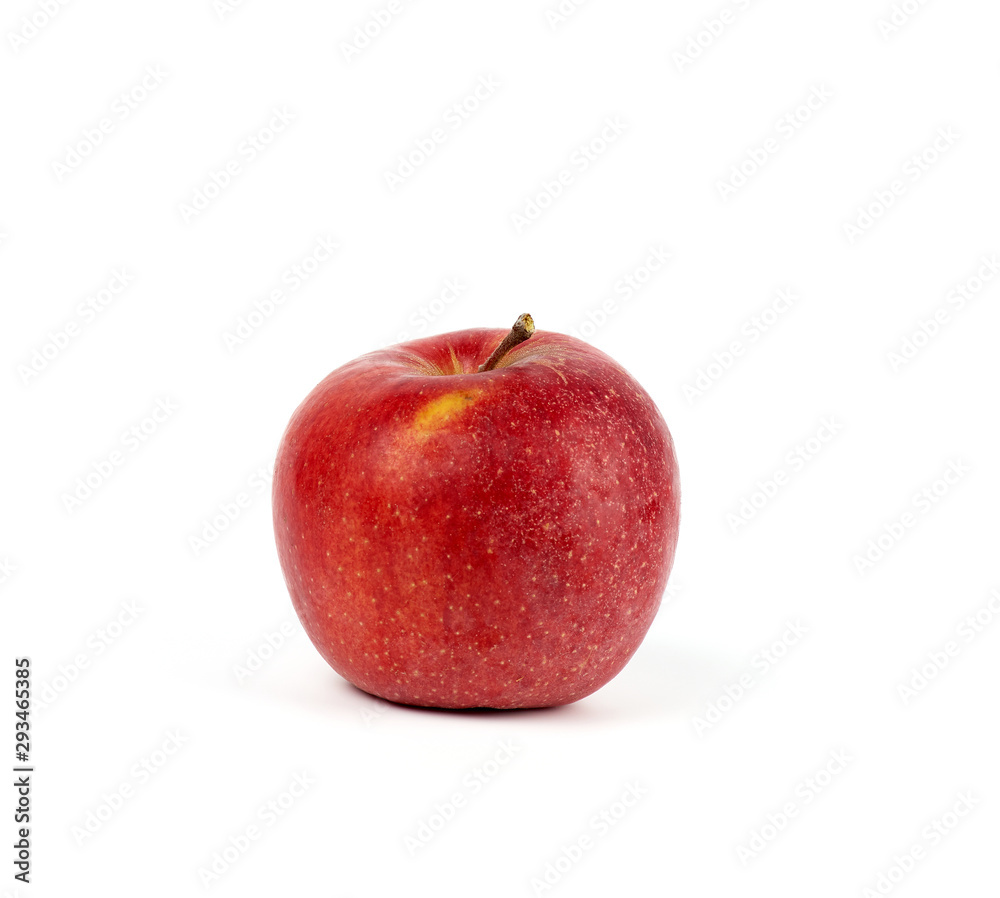 ripe red round apple on a white background, autumn harvest ripe red round apple on a white background, autumn harvest