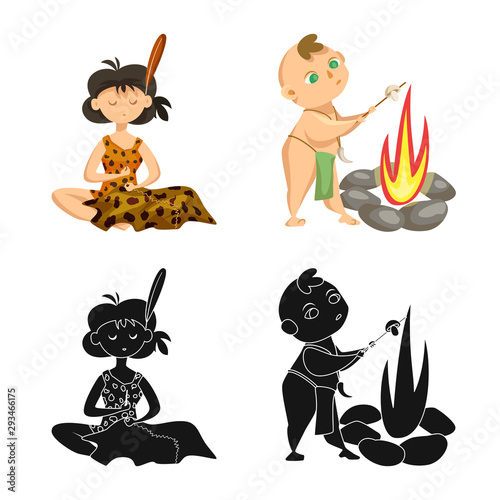 Isolated object of evolution and prehistory sign. Collection of evolution and development stock symbol for web.