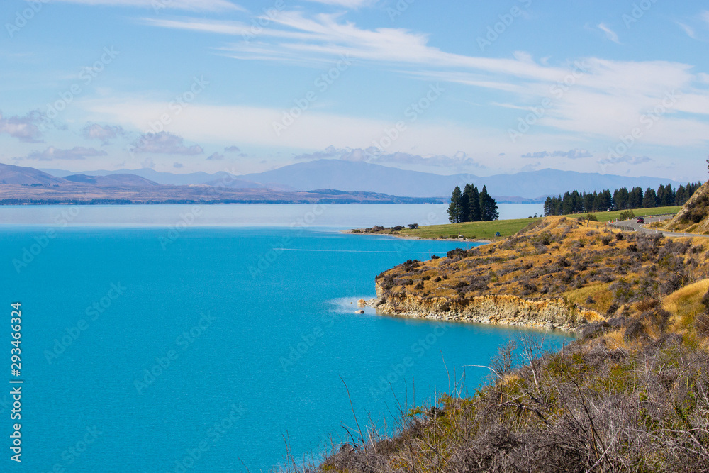 turquoise water of lake Pukaki, New Zealand