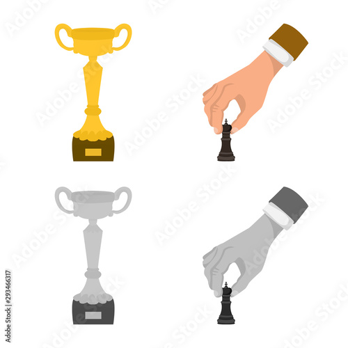 Vector illustration of checkmate and thin logo. Collection of checkmate and target stock vector illustration.