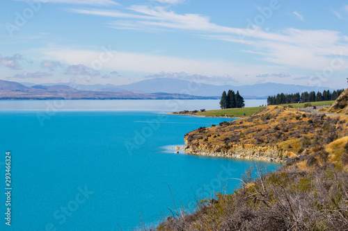 turquoise water of lake Pukaki, New Zealand