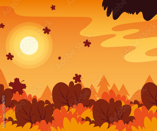 Autumn landscape vector design icon