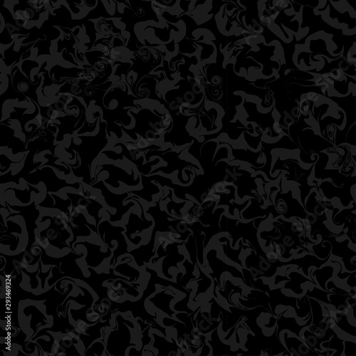 Vector seamless dark gray and black floral abstract pattern.