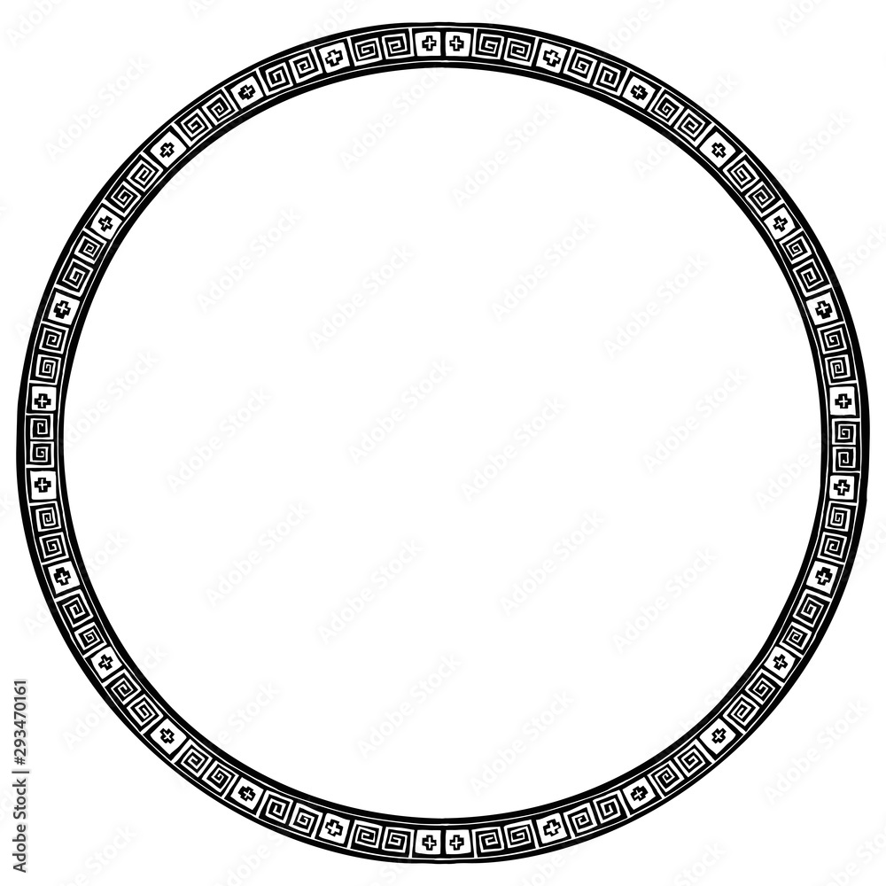 Naklejka premium Ancient Greek circular meander ornament isolated on a white background.