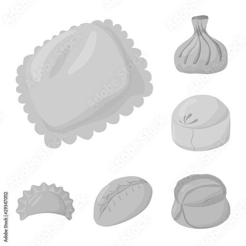 Vector illustration of dumplings and stuffed sign. Set of dumplings and dish vector icon for stock.