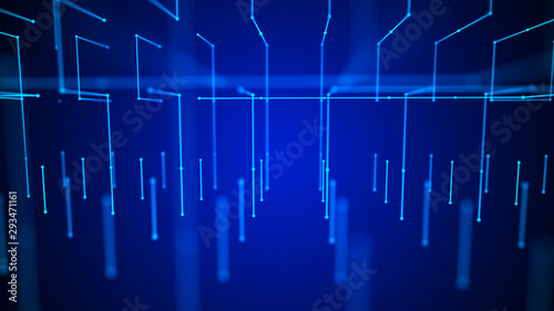Big data visualization. 3d rendering.Abstract background with connecting dots and lines.Abstract geometric background.